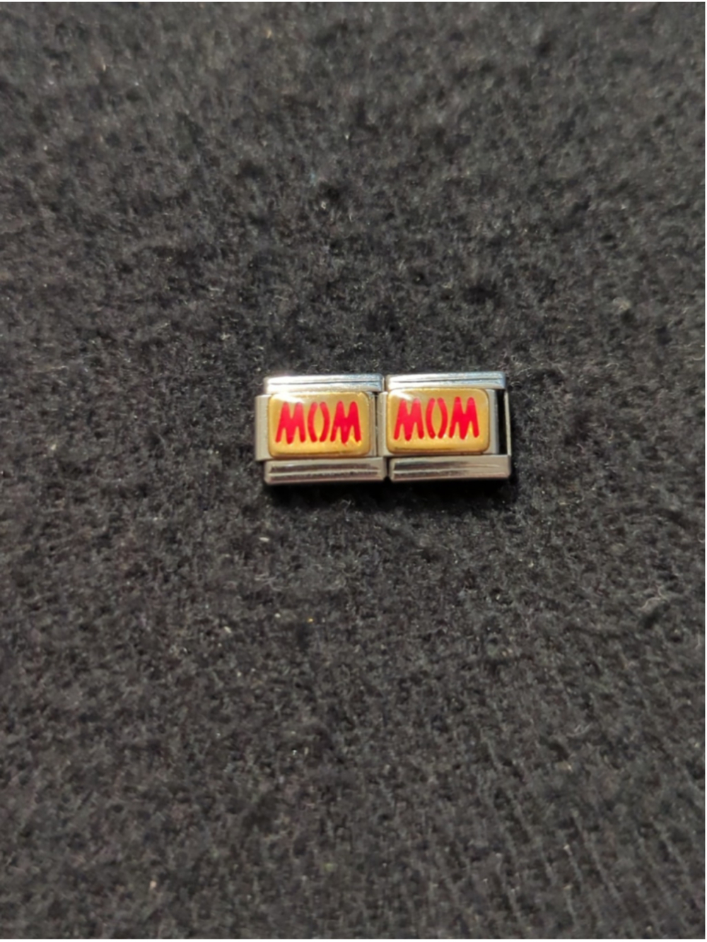 Vintage Bella Oro Red Gold Mom 9mm Italian Charm Bracelet Charms - Set Of 2